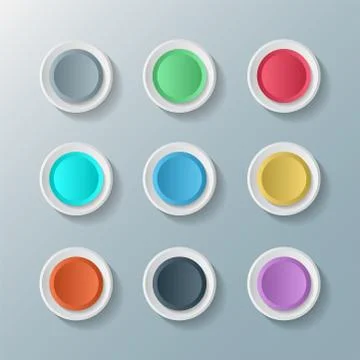 Symbol set of round buttons.vector illustrator Stock Illustration