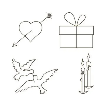 Symbol set for Valentine's Day Stock Illustration
