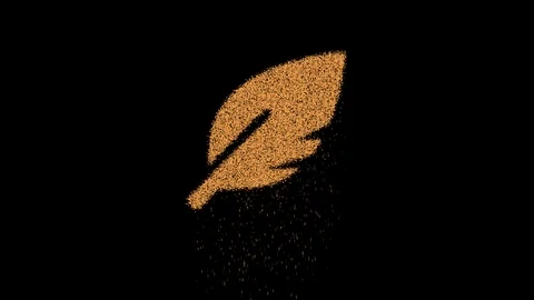 Symbol sharp feather appears from crumbling sand. Then crumbles down. Alpha Stock Footage 106591542