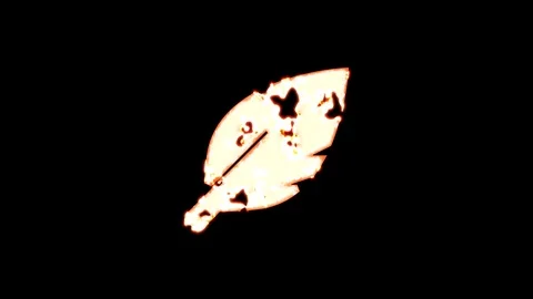 Symbol sharp feather burns out of transparency, then burns again. Alpha channel Stock Footage 116227074