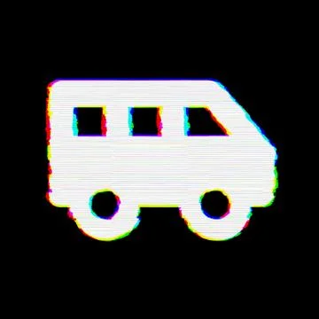 Symbol shuttle van has defects. Glitch and stripes Stock Illustration