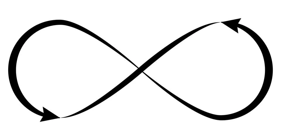 Symbol sign infinity of boundless, boundless, inexhaustible objects, vector icon Stockillustratie