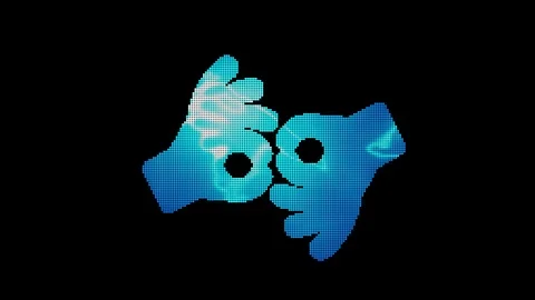 The symbol Sign language interpreting is assembled from small balls. Then it Stock Footage 127557779