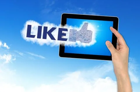 Like symbol on the sky with plane carrying the cloud Stock Illustration