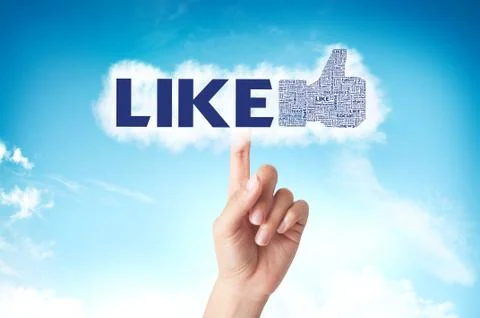 Like symbol on the sky with plane carrying the cloud Stock Illustration