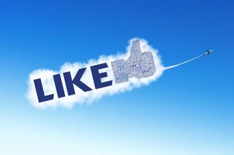 Like symbol on the sky with plane carrying the cloud Stock Illustration