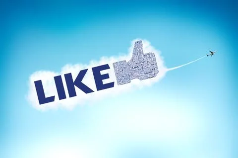 Like symbol on the sky with plane carrying the cloud Stock Illustration