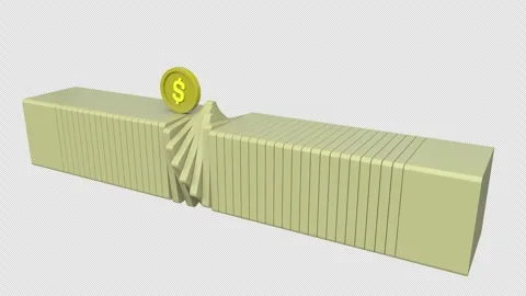 Symbol splitting a sequence of rectangular blocks, symbolizing disruption o.. Stock Footage 305231000