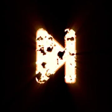 Symbol step forward burned on a black background. Bright shine Stock Illustration