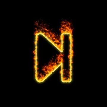 The symbol step forward burns in red fire Stock Illustration