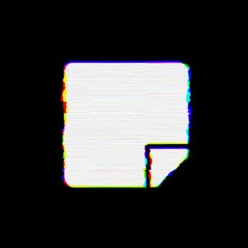 Symbol sticky note has defects. Glitch and stripes Illustration