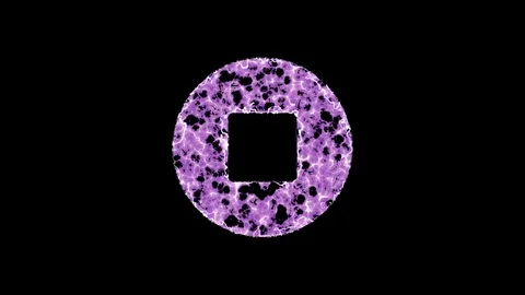 Symbol stop circle shimmers in three colors: Purple, Green, Pink. In - Out loop. Video stock 127514330