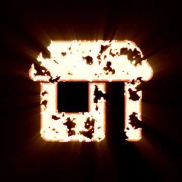 Symbol store burned on a black background. Bright shine 스톡 일러스트