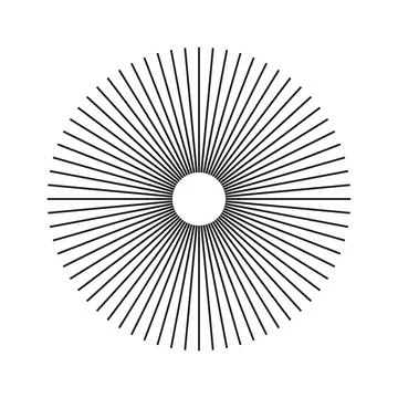 Symbol of sun star rays. Spokes with radiating stripes. Template of circular Stock Illustration