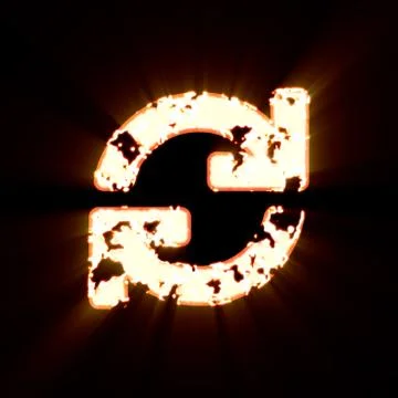 Symbol sync burned on a black background. Bright shine Stock Illustration