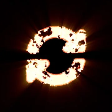Symbol sync  burned on a black background. Bright shine Stock Illustration