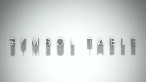 Symbol table 3D title animation white text on a white background Stock Footage 299369354