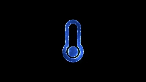 Symbol thermometer empty. Blue Electric Glow Storm. looped video. Alpha channel Stock Footage 99475026