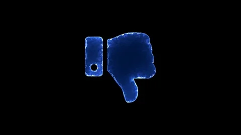 Symbol thumbs down. Blue Electric Glow Storm. looped video. Alpha channel black Video stock 99473495