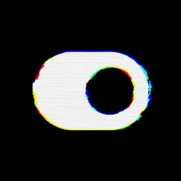 Symbol toggle on has defects. Glitch and stripes Illustrazione stock