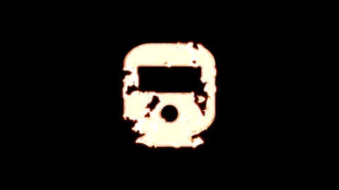 Symbol train burns out of transparency, then burns again. Alpha channel Stock Footage 119241786