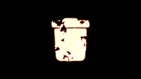 Symbol trash burns out of transparency, then burns again. Alpha channel Stock Footage 119241693