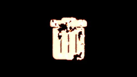 Symbol trash burns out of transparency, then burns again. Alpha channel Stock Footage 119241850