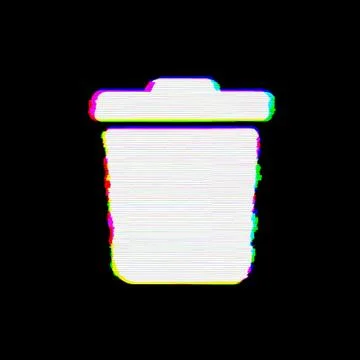 Symbol trash has defects. Glitch and stripes Illustrazione stock