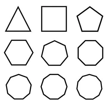 Symbol triangle, rectangle, pentagon, hexagon, hexagon, octagon. hexagon icon. Illustrazione stock