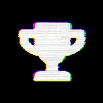 Symbol trophy has defects. Glitch and stripes Stock Illustration
