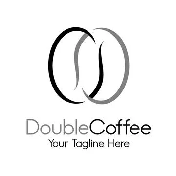 Symbol of two coffee beans or double coffee with a unique line art concept Illustrazione stock