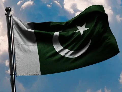 Symbol of Unity and Strength in the Sky. 3d illustration of Pakistan flag, Illustrazione stock