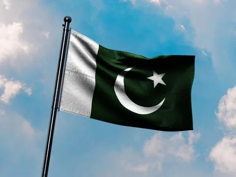 Symbol of Unity and Strength in the Sky. 3d illustration of Pakistan flag, Illustrazione stock