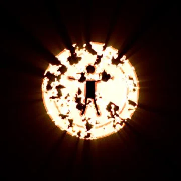 Symbol universal access burned on a black background. Bright shine 스톡 일러스트