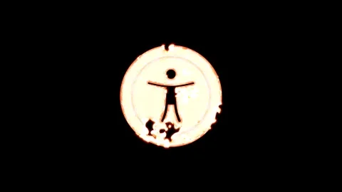 Symbol universal access burns out of transparency, then burns again. Alpha Stock Footage 119241838