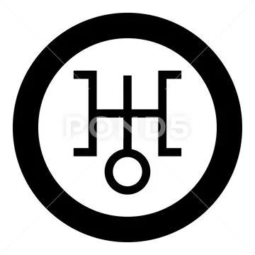 Symbol uranus icon in circle round black color vector illustration flat style Stock Illustration