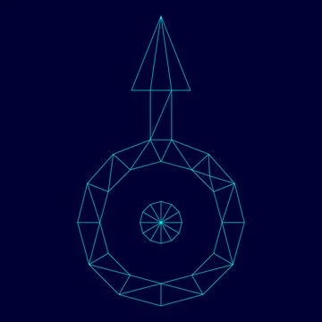Symbol Uranus low poly triangulation triangulated polygonal electric cyan b.. Stock Illustration