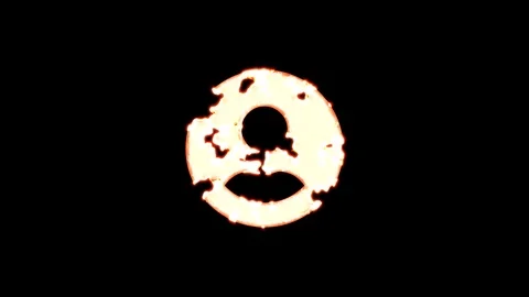 Symbol user circle burns out of transparency, then burns again. Alpha channel Stock Footage 119241843
