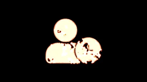 Symbol user clock burns out of transparency, then burns again. Alpha channel Stock Footage 119241917