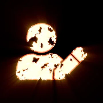 Symbol user edit burned on a black background. Bright shine Stock Illustration