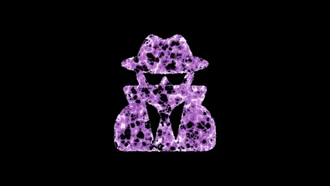 Symbol user secret shimmers in three colors: Purple, Green, Pink. In - Out loop. Stock Footage 131878366