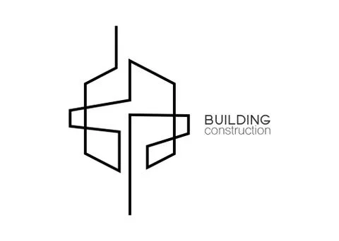 Symbol vector of building and property logo template with creative line art icon Illustrazione stock