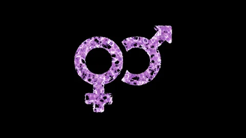 Symbol venus mars shimmers in three colors: Purple, Green, Pink. In - Out loop. Video stock 131906556