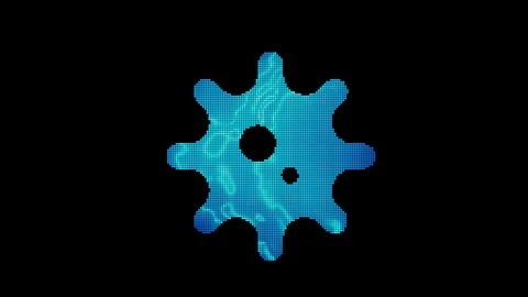 The symbol virus is assembled from small balls. Then it shimmers with blue. It Stock Footage 127558817