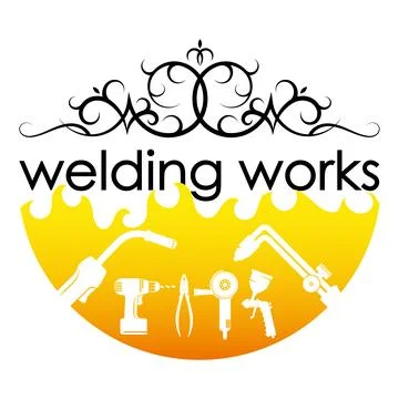 Symbol for a welder and welding work, tool and pattern イラスト素材