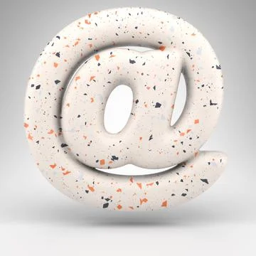 AT symbol on white background. 3D sign with terrazzo pattern texture. Stock Illustration