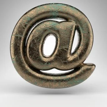 AT symbol on white background. Bronze 3D sign with oxidized scratched texture Stock Illustration