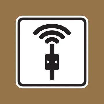 Symbol of wireless connection with plug and signal waves on brown background Stock Illustration