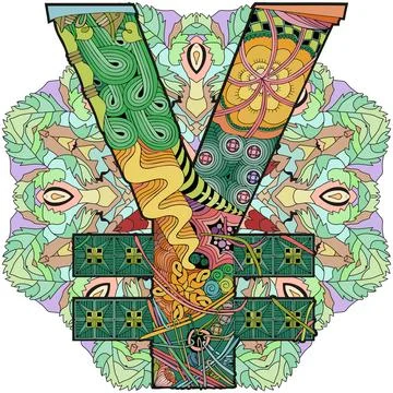 Symbol of yen zentangle. Vector decorative number イラスト素材