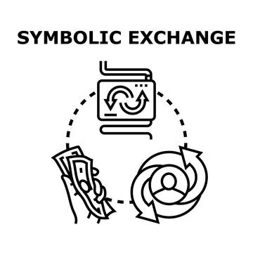 Symbolic exchange process vector black icon concept Stock Illustration